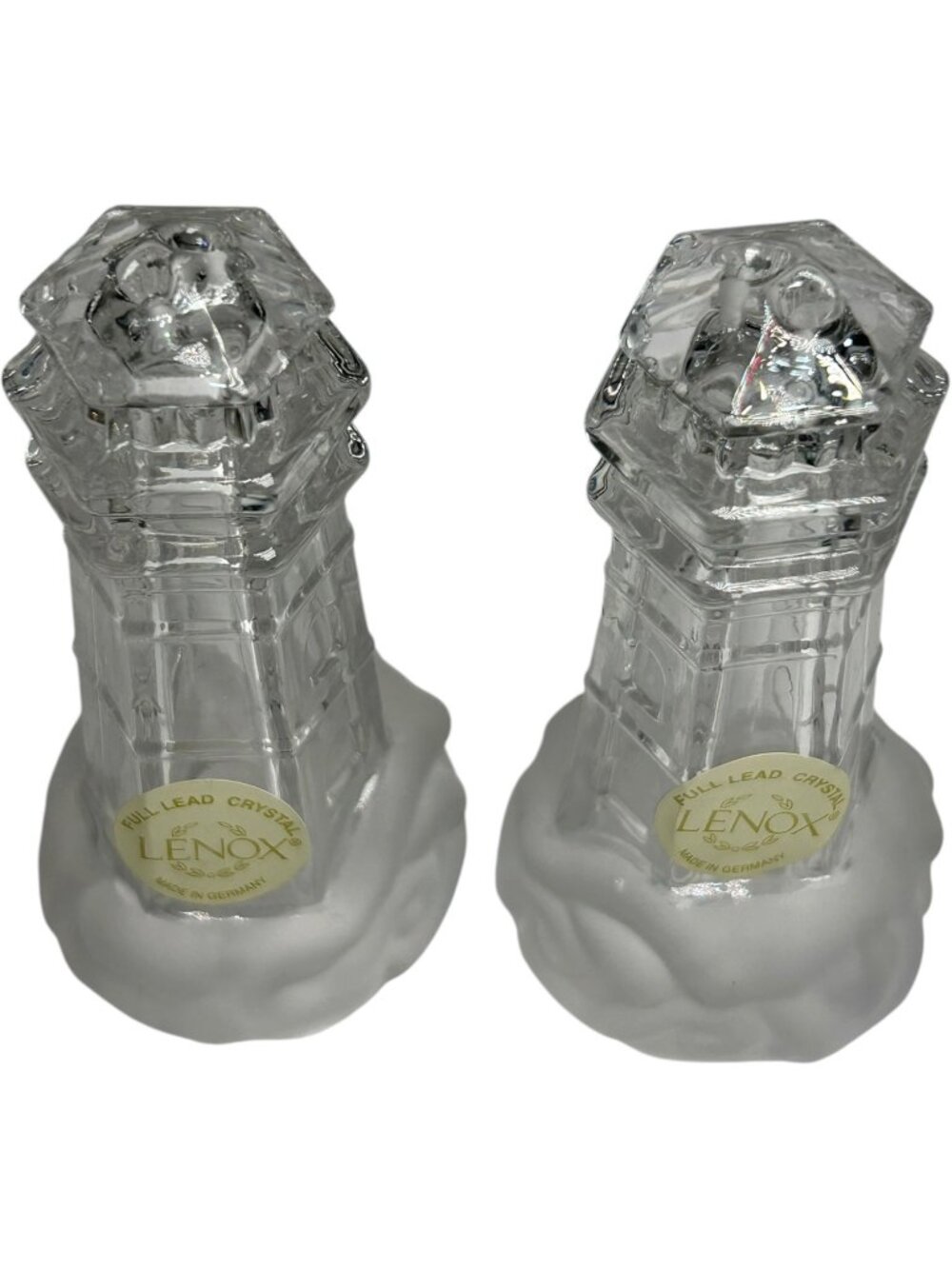 Lenox Full Lead Crystal Lighthouse Salt & Pepper Set 090277 Made in Germany NIB - Picture 6 of 10